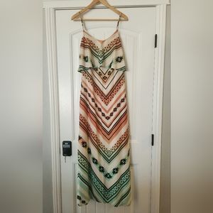 XS O'Neill Maxi Dress Layered Top Aztec Design